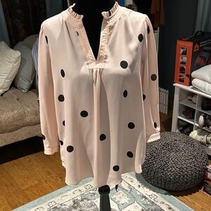 Worthington Light Pink Blouse with Black Dots